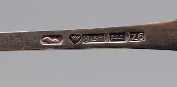 KAFFESKEDAR, 8 st, silver, Finland, 1950-tal. Vikt ca 77 gram.