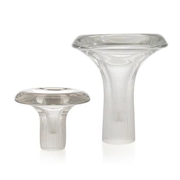 Tapio Wirkkala, Two '3552' Mushroom vases, signed Tapio Wirkkala, Iittala -57 and Tapio Wirkkala Iittala.