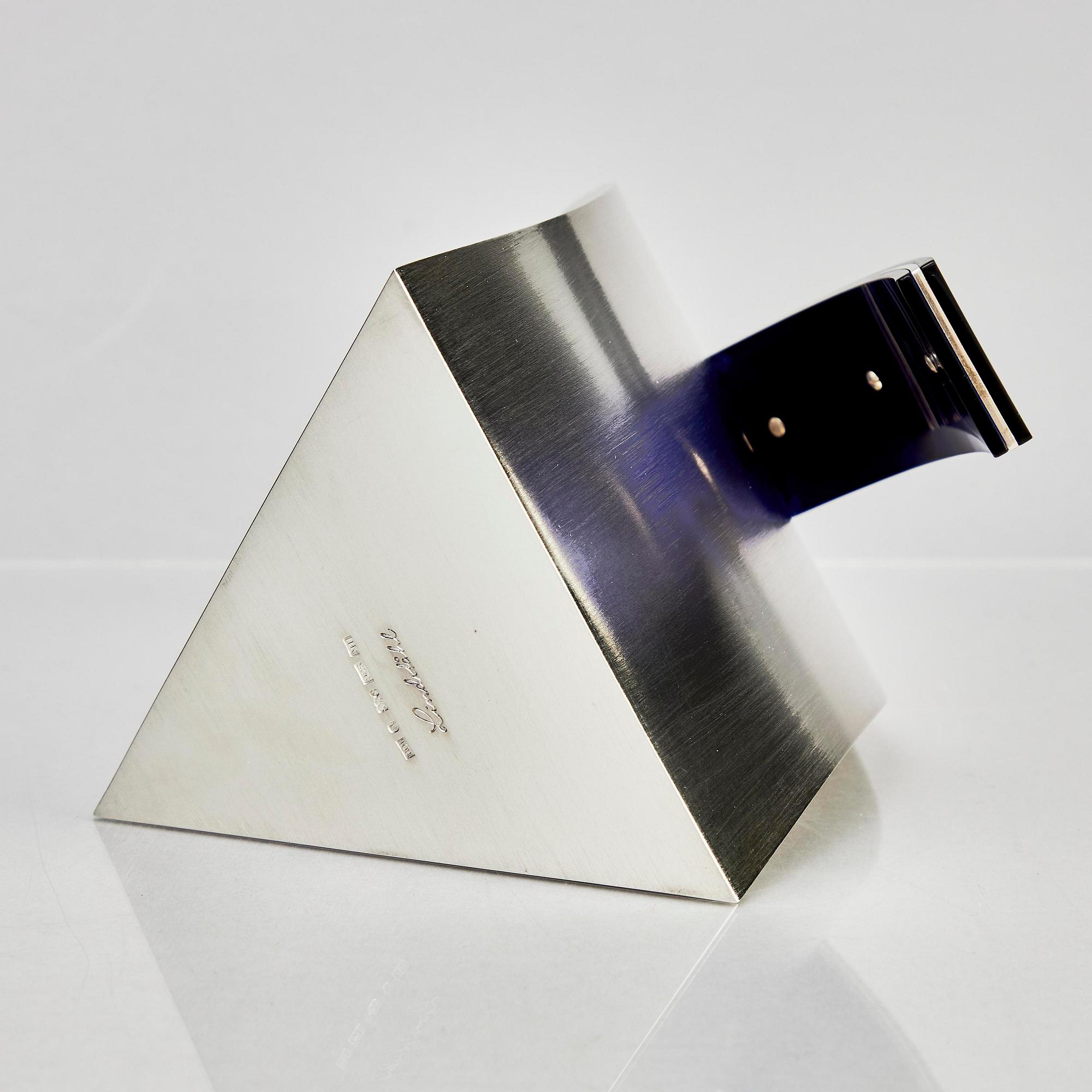Rolf Lindståhl, a sterling silver jug with with blue acrylic handle, Stockholm 2010.