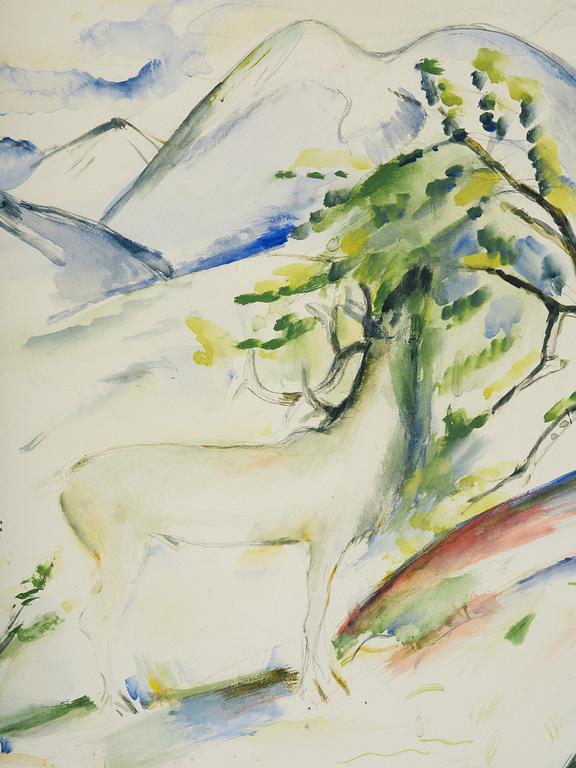 Leander Engström, Reindeer in mountain landscape.