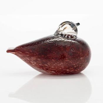 Oiva Toikka, A glass bird, 'Rosy Finch' signed O. Toikka Nuutajärvi.