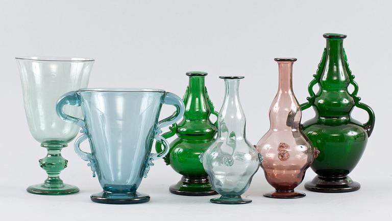 VASER MM, 6 st. Glas, Edvin Ollers, Sten Branzell, tillskrivet. Kosta 1920-30-tal.