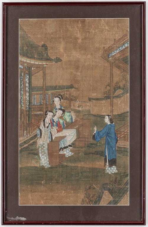 OKÄND KONSTNÄR, blandteknik. Kina. 1800-tal.