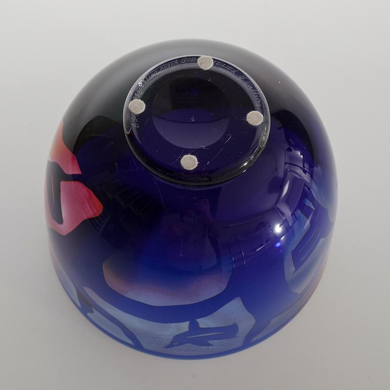 a glass bowl for Kosta Boda atelier, signed.