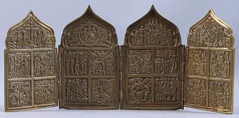 IKON, polyptyk, mässing, Ryssland, 1900-tal.