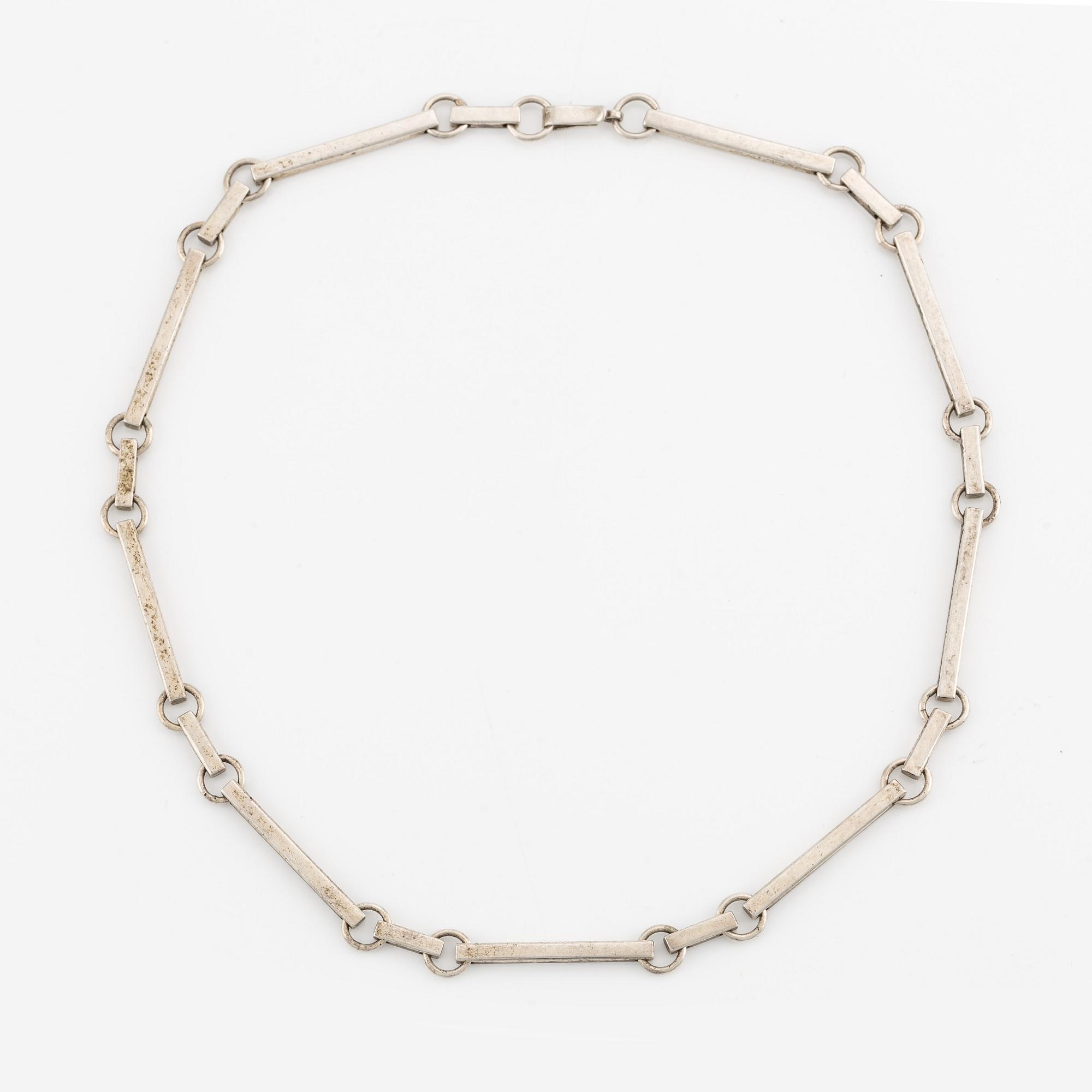 Anna Maria Öberg, bracelet, necklace, pendant, and ring, silver with rock crystal.