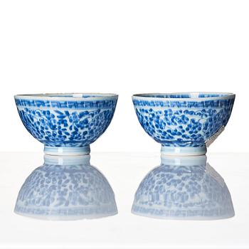 A pair of blue and white bowls, Qing dynasty with Yongzheng mark and of the period (1723-35).