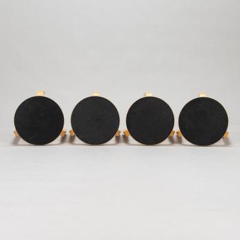 Alvar Aalto, klaffbord "DL82" och pallar, 4 st "60", för O.Y. Huonekalu-ja Rakennustyötehdas A.B 1900-talets mitt.