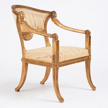 A Royal Swedish empire armchair attributed to N C Salton (master 1817-29).