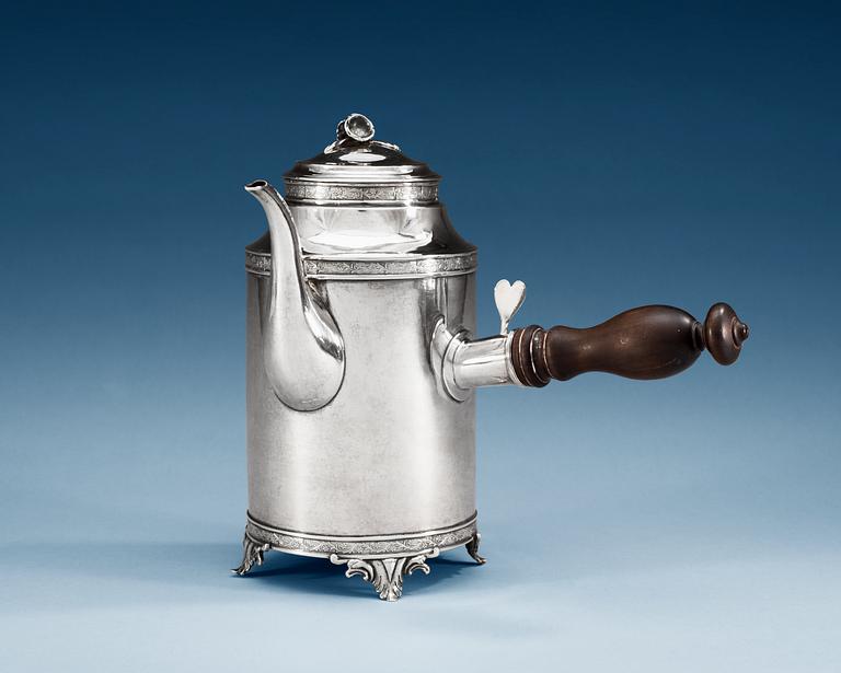 A SWEDISH SILVER COFFEE-POT, Makers mark of J. Henrik Frodell, Stockholm 1797.