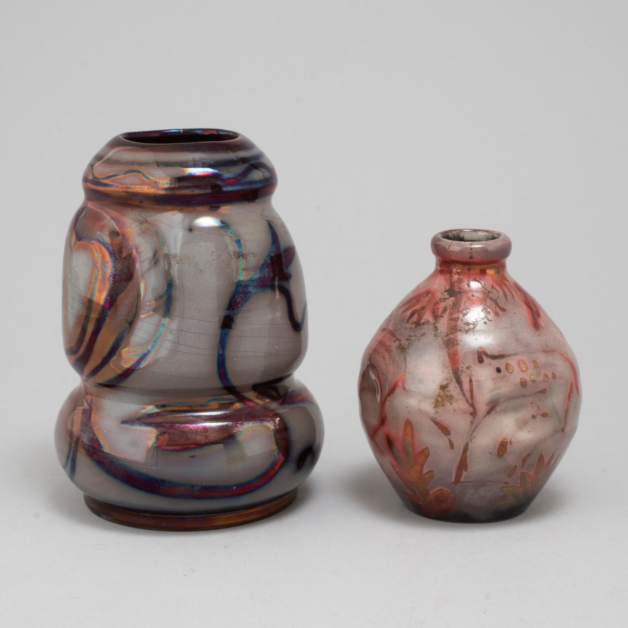 ALLAN EBELING, two earthenware vases, Gefle, first half of the 20th century.