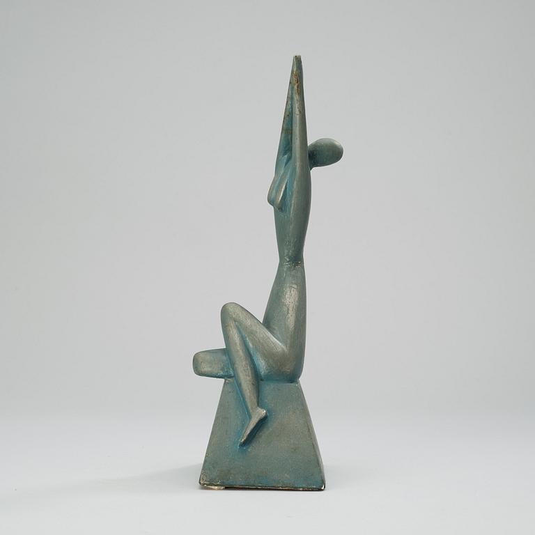 A Wiwen Nilsson painted plaster sculpture of a seated woman, ca 1925.