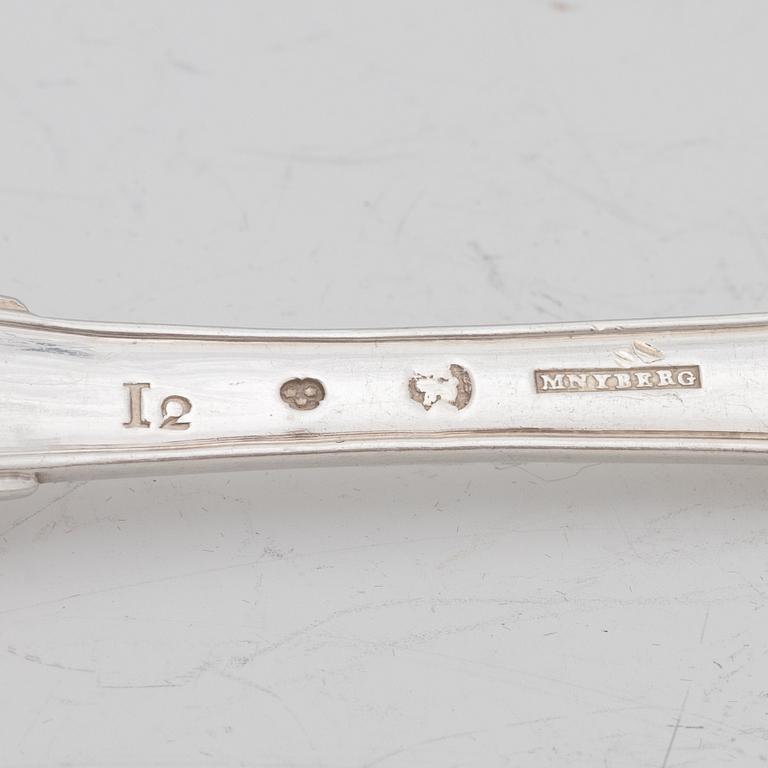 Mikael Nyberg, matgafflar, 6 st, silver, Stockholm 1791.