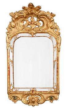 571. A Royal Swedish Rococo mirror with the mark of prince Fredrik Adolf (1750-1803), the brother of king Gustav III.