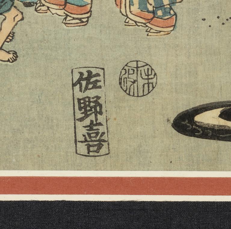 Färgträsnitt, efter Hiroshige (1797-1858), Japan, Meiji (1868-1912).