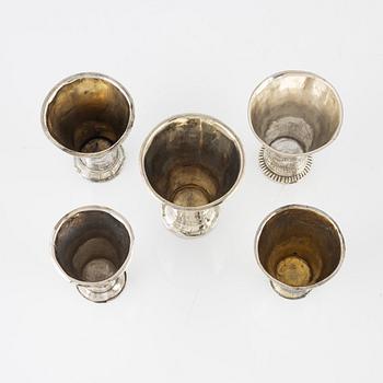Five Swedish Silver Beakers, including mark of Elias Petter Modin, Sundsvall  1815,