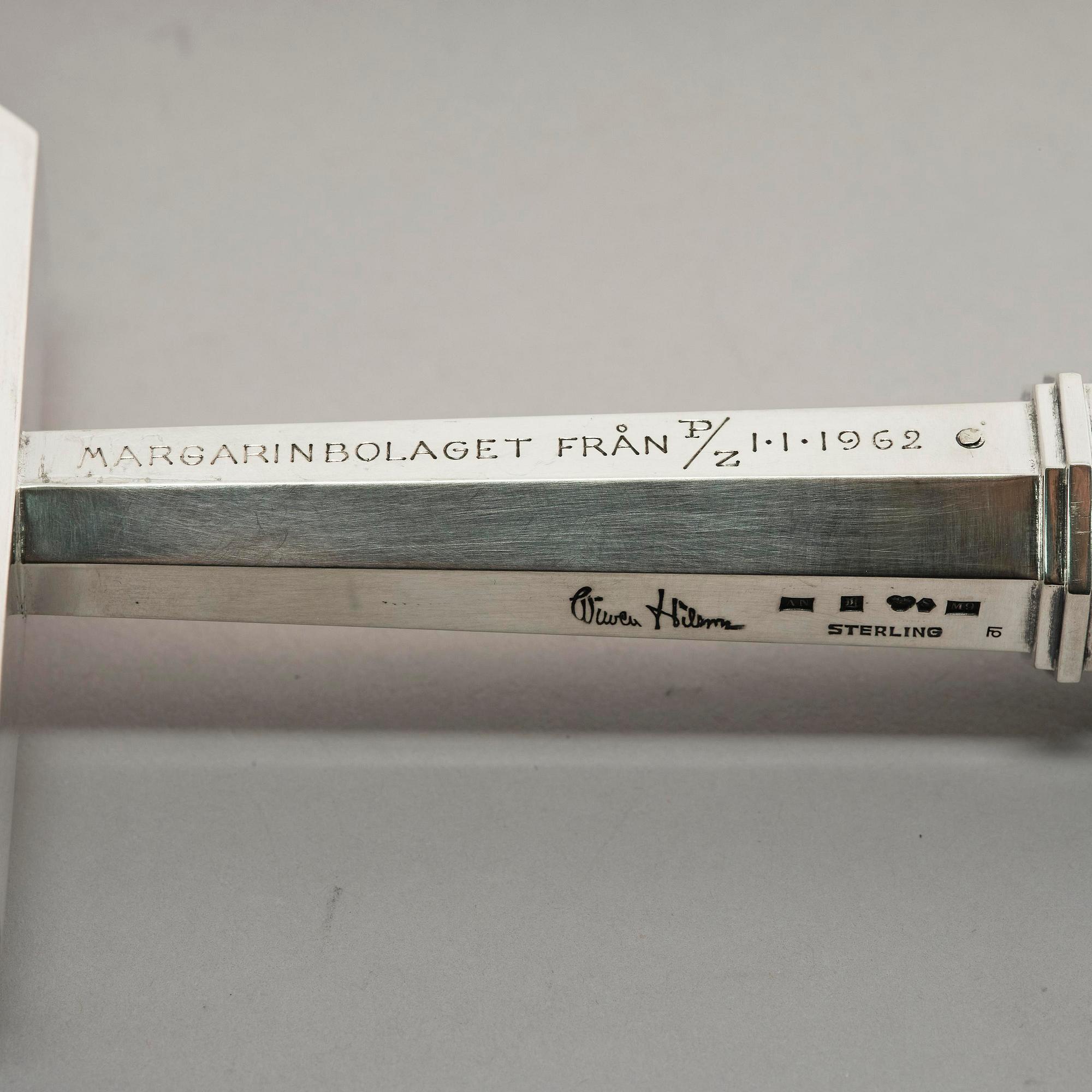 Wiwen Nilsson, a sterling silver and wood ceremonial mallet, Lund, Sweden, 1962.