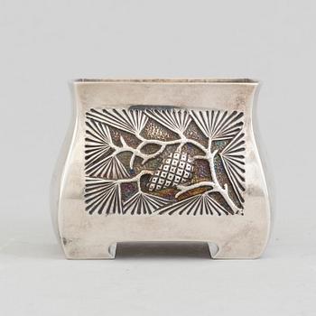 KUSTAA SEVERIN SAHLSTEDT, hållare/cigarettburk, silver, jugend, Åbo Turku, Finland, 1917.