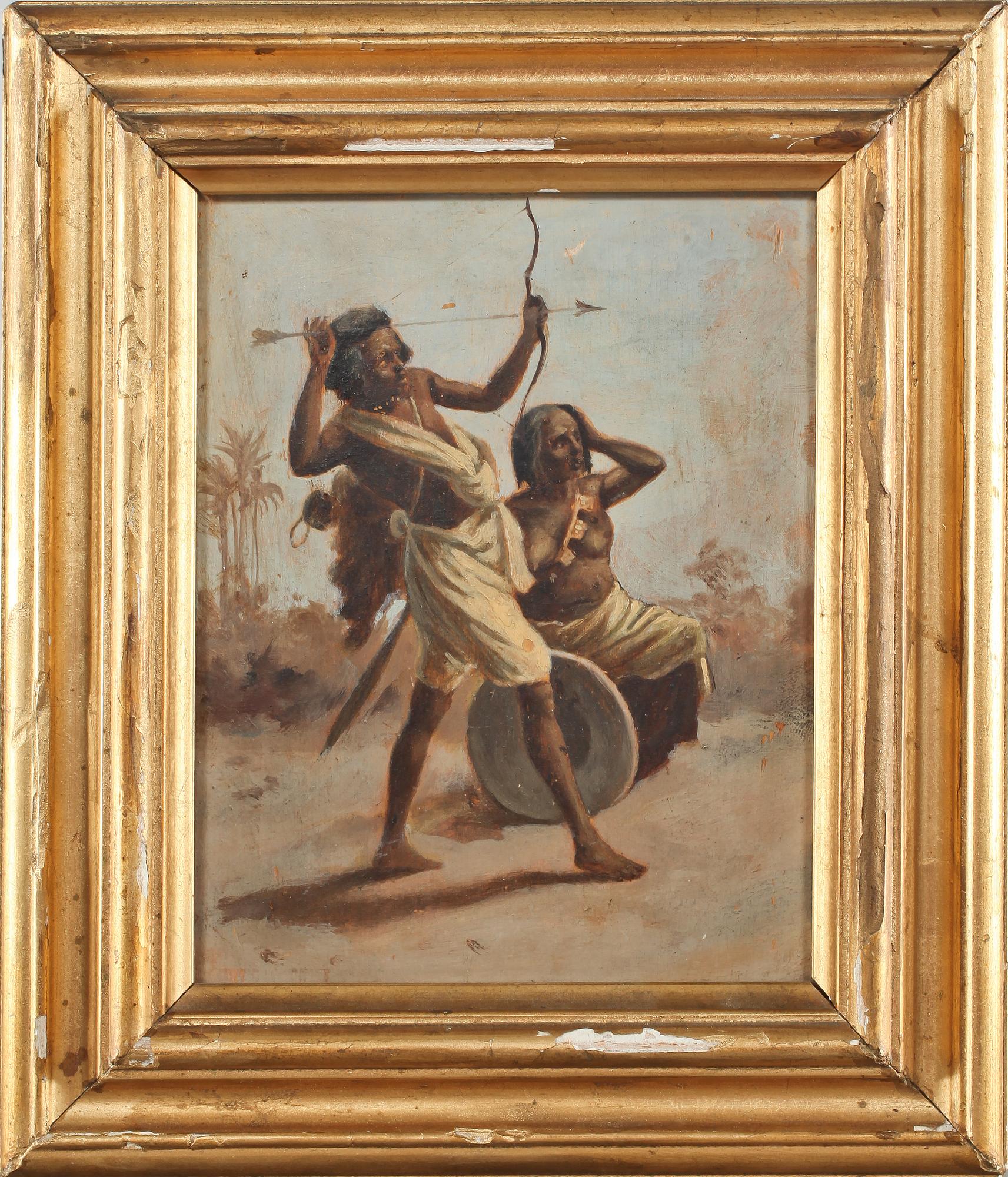 OKÄND KONSTNÄR, olja på pannå, 1800-tal.