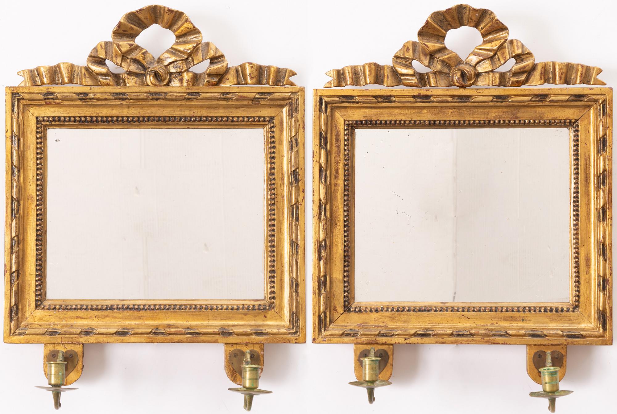 Pair of Gustavian mirror sconces, circa 1800.