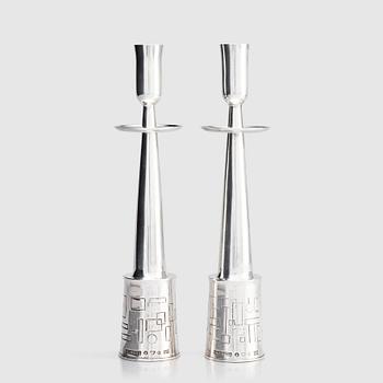 22. Claës Giertta, a pair of silver candlesticks, Stockholm 1960.