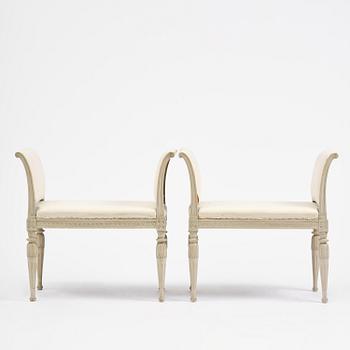A pair of late Gustavian stools by C. J. Wadström (master in Stockholm 1788-1816).