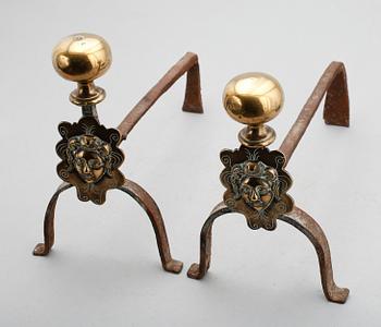 ELDHUNDAR, 1 par, mässing och gjutjärn, 1800-tal.