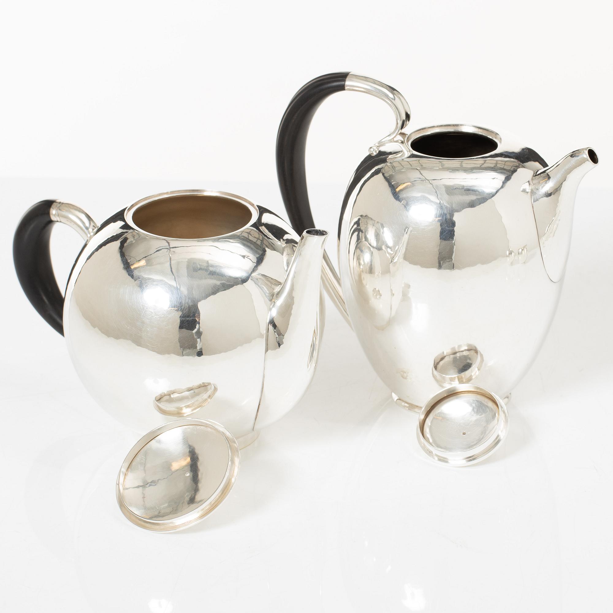 Georg Jensen, a set of four pieces tea and coffee service, sterling silver, design Johan Rohde, 533 and 787, Copenhagen.