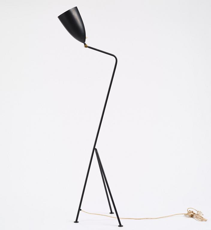 Greta Magnusson Grossman, a black lacquered 'G-33' / Grasshopper floor light, Bergboms, Malmö, Sweden 1950s.