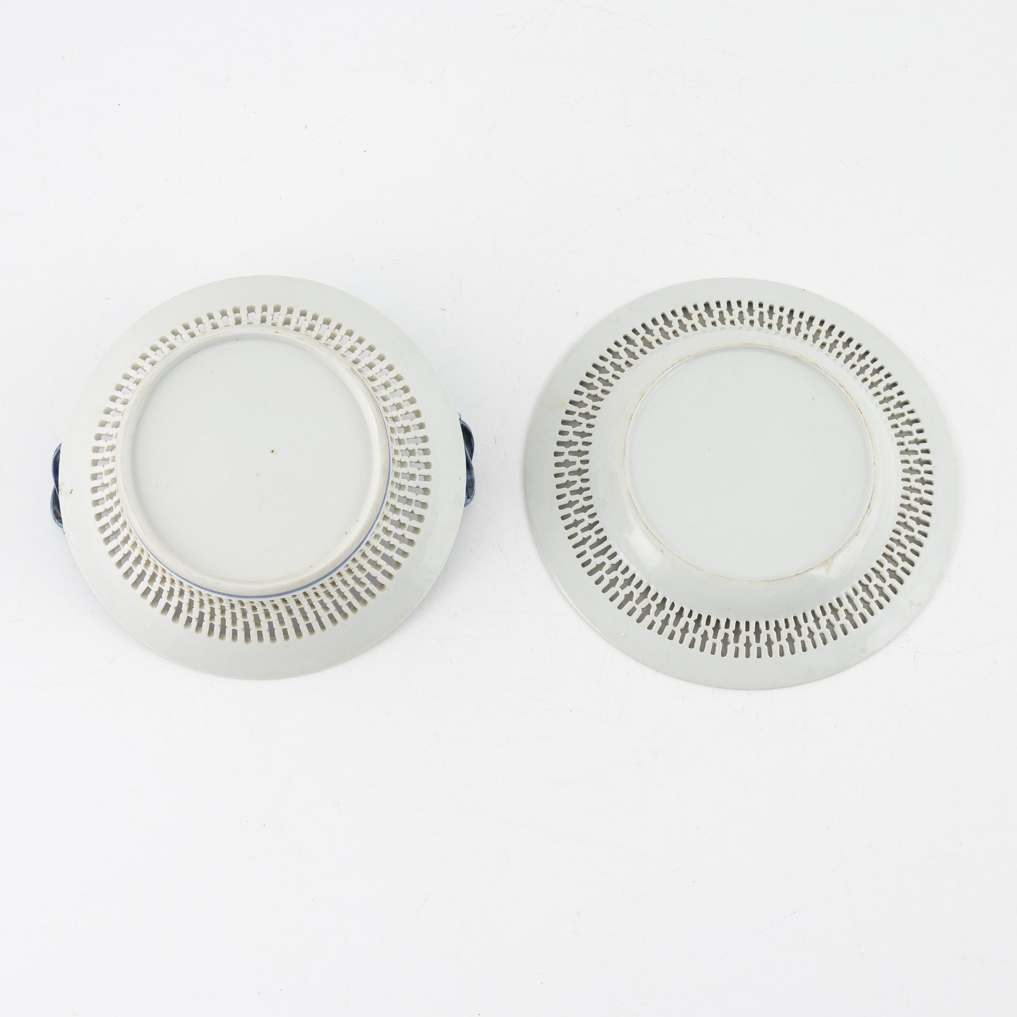 Gallerskål med fat, porslin, Qingdynasti, Kina, omkring 1800.