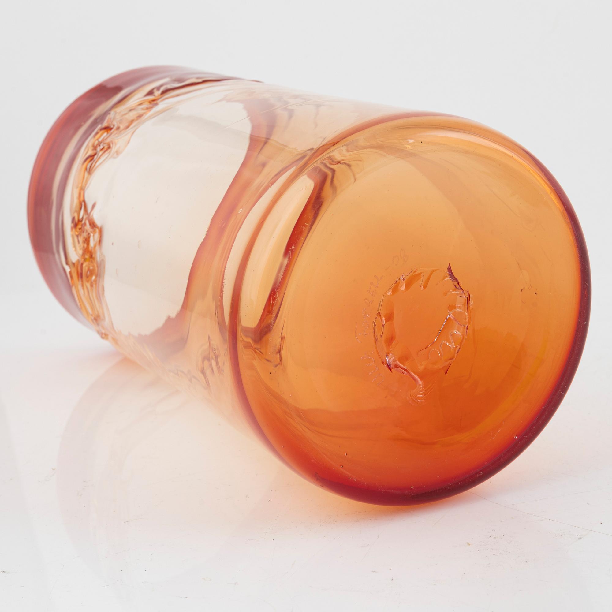 Ulla Forsell, a unique glass vase, executed in her own studio, Stockholm 2008.