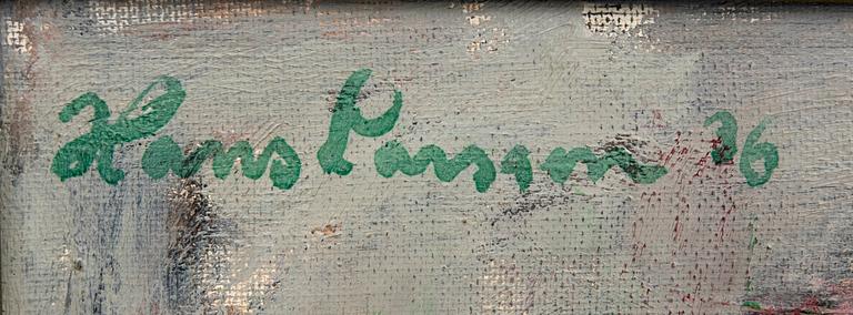 Hans Larsson, Stilleben med blommor i blå vas.