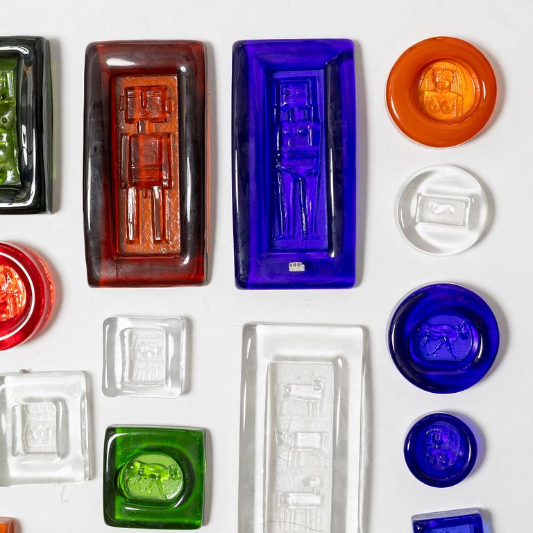 Erik Höglund, konstglas, 21 delar, Boda.