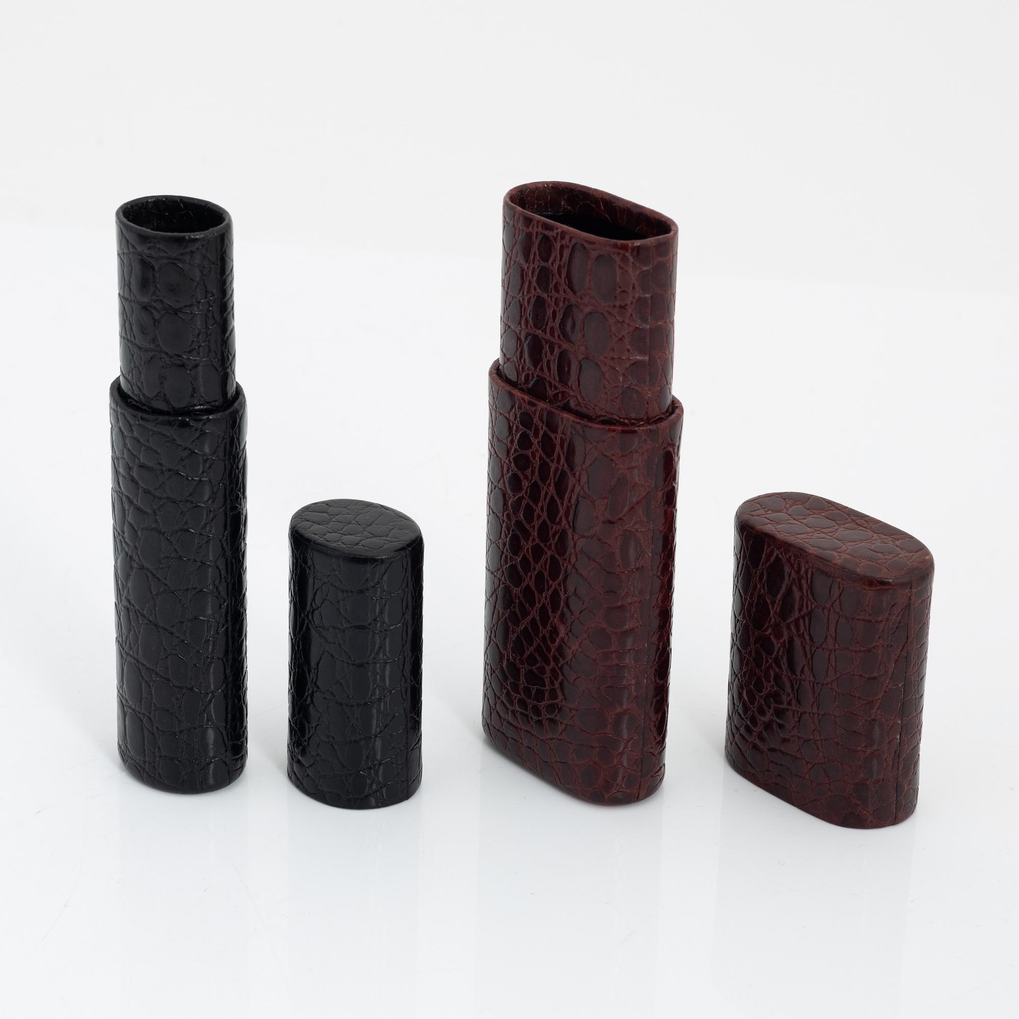 Montblanc, two embossed leather 'Florence' pencil cases.