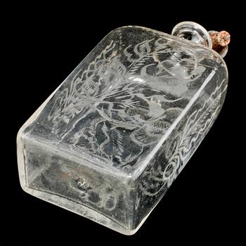 BRÄNNVINSFLASKA, glas, 1800-tal.
