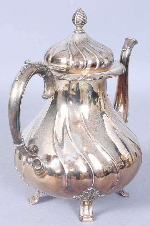 KAFFESERVIS, 3 delar. Silver. Tot vikt 1021g. Svensk import stämpl.