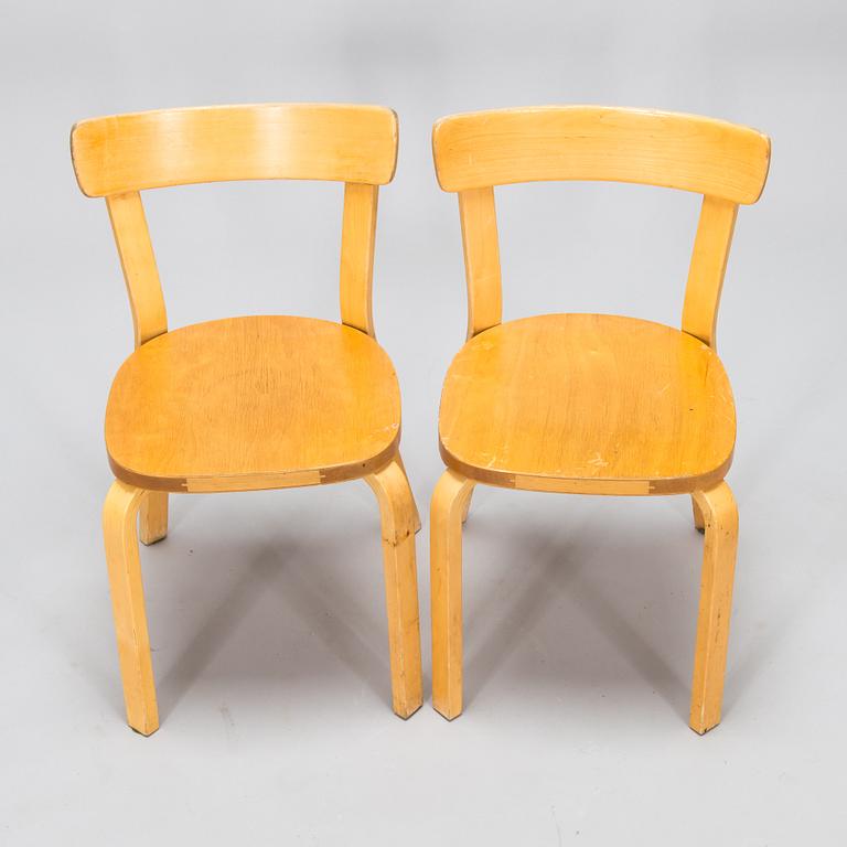 Alvar Aalto, six chairs model 69, Artek, 1950s-60s.