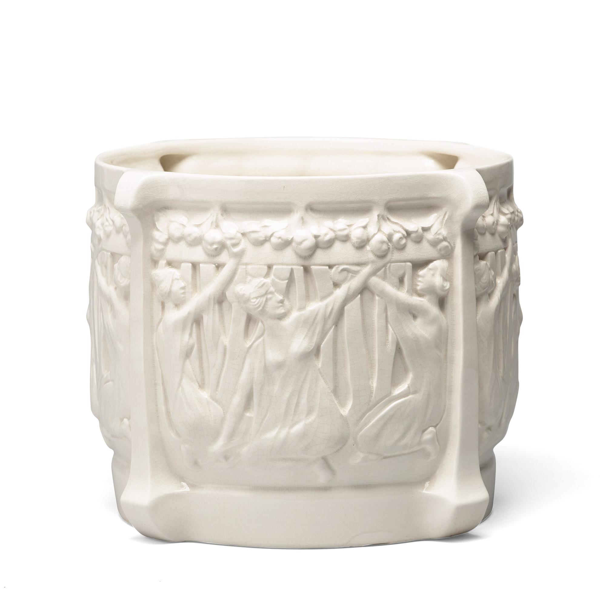 Alf Wallander, An Alf Wallander art nouveau creamware flower pot, Rörstrand, Sweden.
