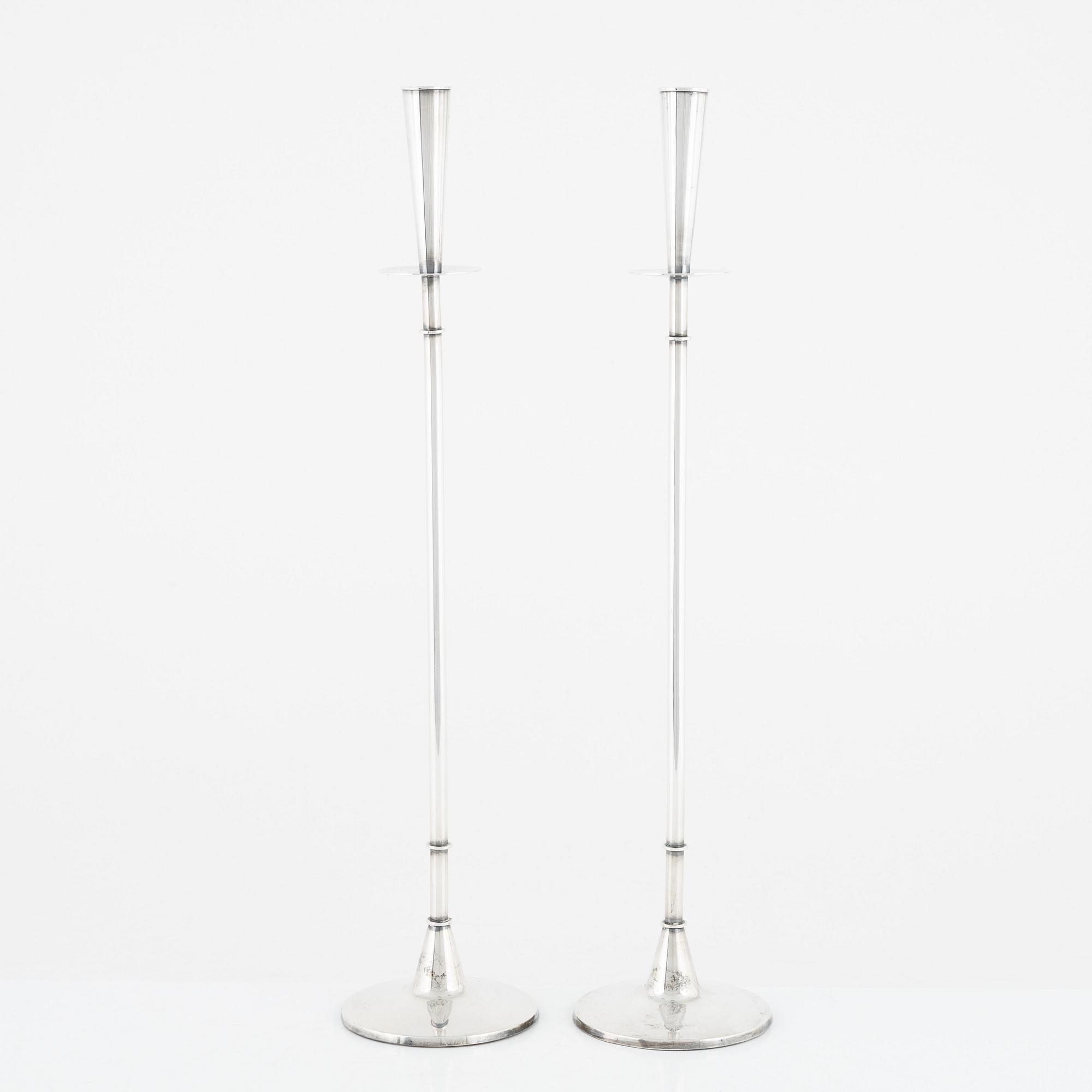 Tore Eldh, a pair of Swedish silver candlesticks, K&EC, Gothenburg, 1962.