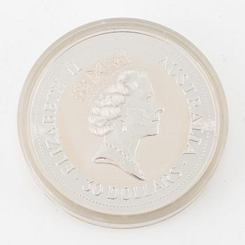 Silver coin, Elizabeth II, Australia, 30 dollars, 1 kg, 1992.