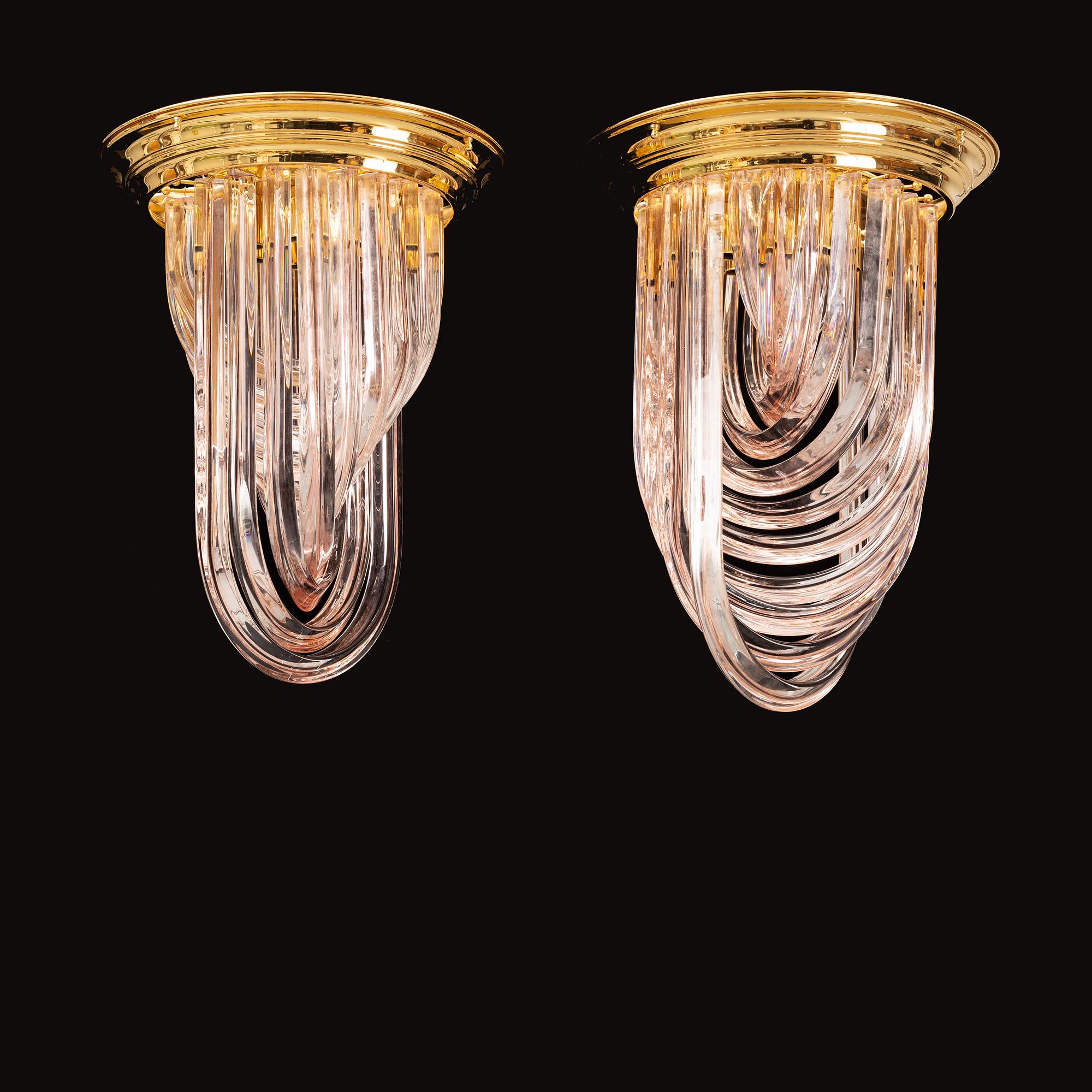 A pair of late 20th century Italian glass ceiling lights.