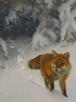 Bruno Liljefors, Fox in a winter landscape.