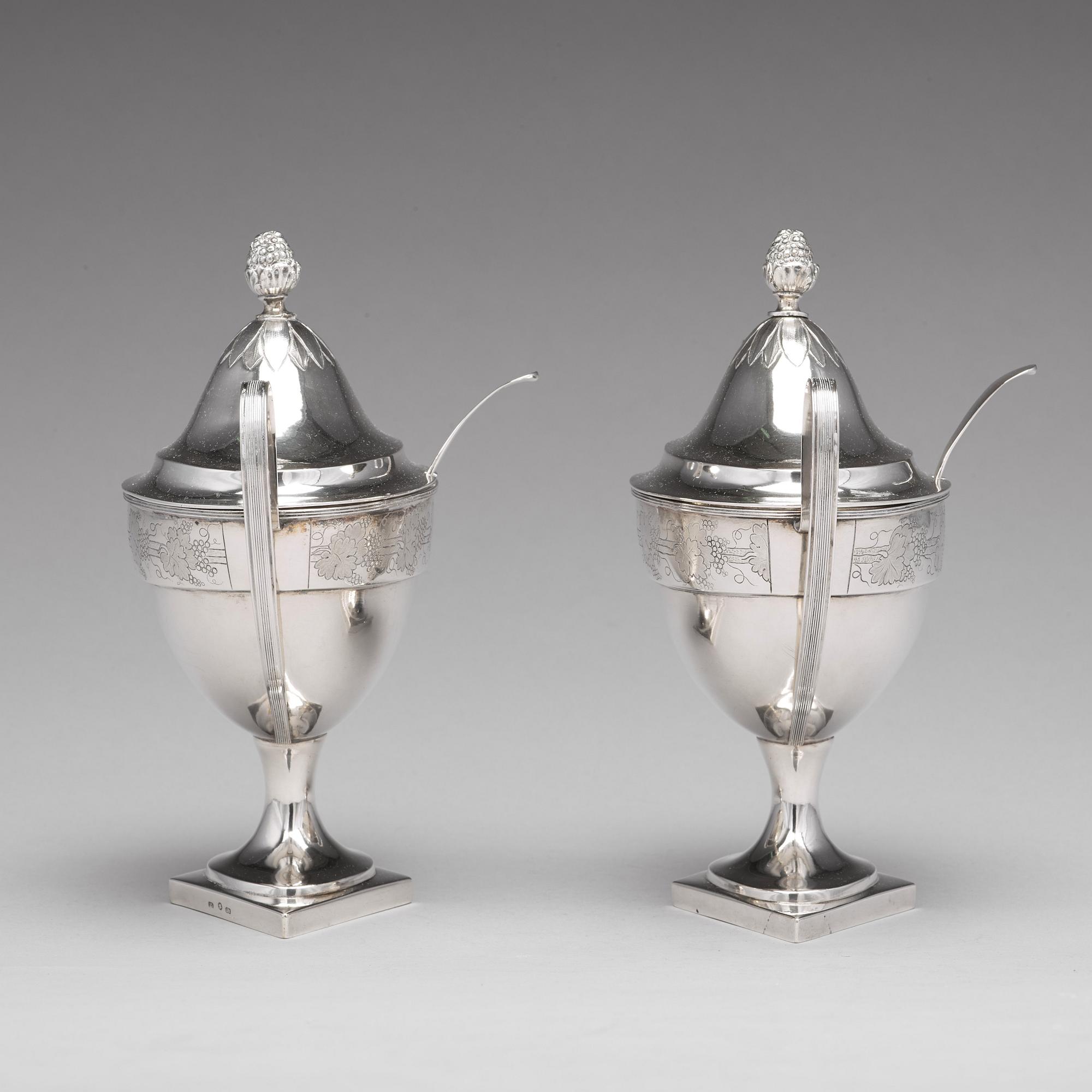 A pair of Baltic sugar-bowls and spoons, mark of Johann Gottfried Möring, Reval (1790-1818 (1820)).
