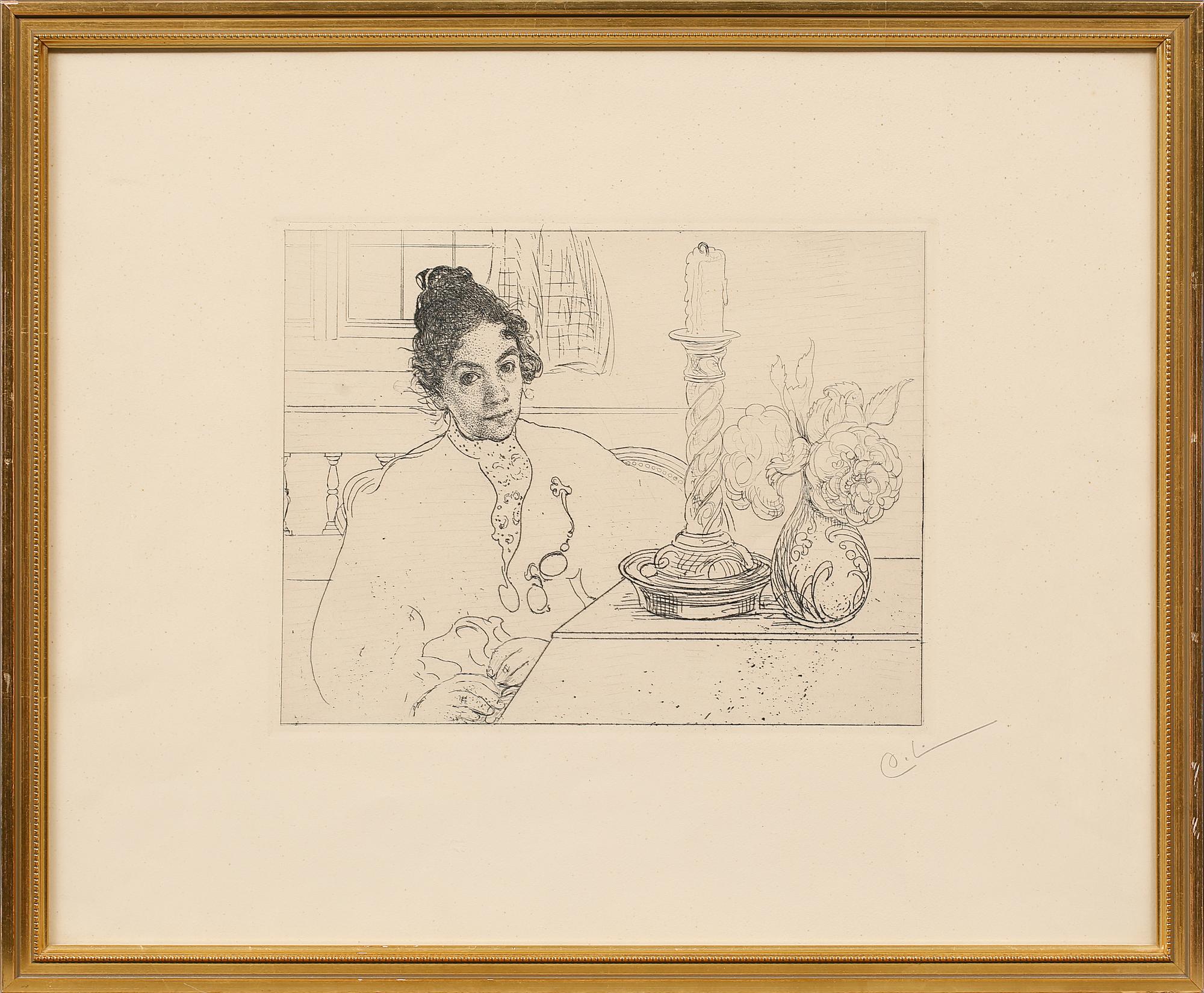 CARL LARSSON, etsning, monogramsignerad.