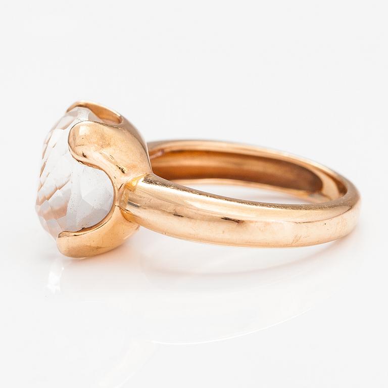 An 18K gold ring with a rock crystal. Le-Gi, Italy.