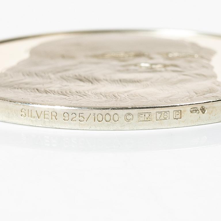 Schatull med medaljer silver 925/1000. "Mästaren och geniet Leonardo da Vinci". Franklin Mint 1970-tal.