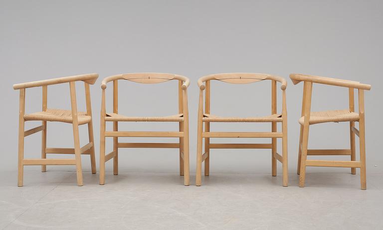KARMSTOLAR, 4 st, pp 201/203, Hans J Wegner för PP Möbler, Alleröd, Danmark. Formgiven 1969.