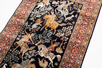 A Kashmir silk rug, c. 168 × 102 cm.