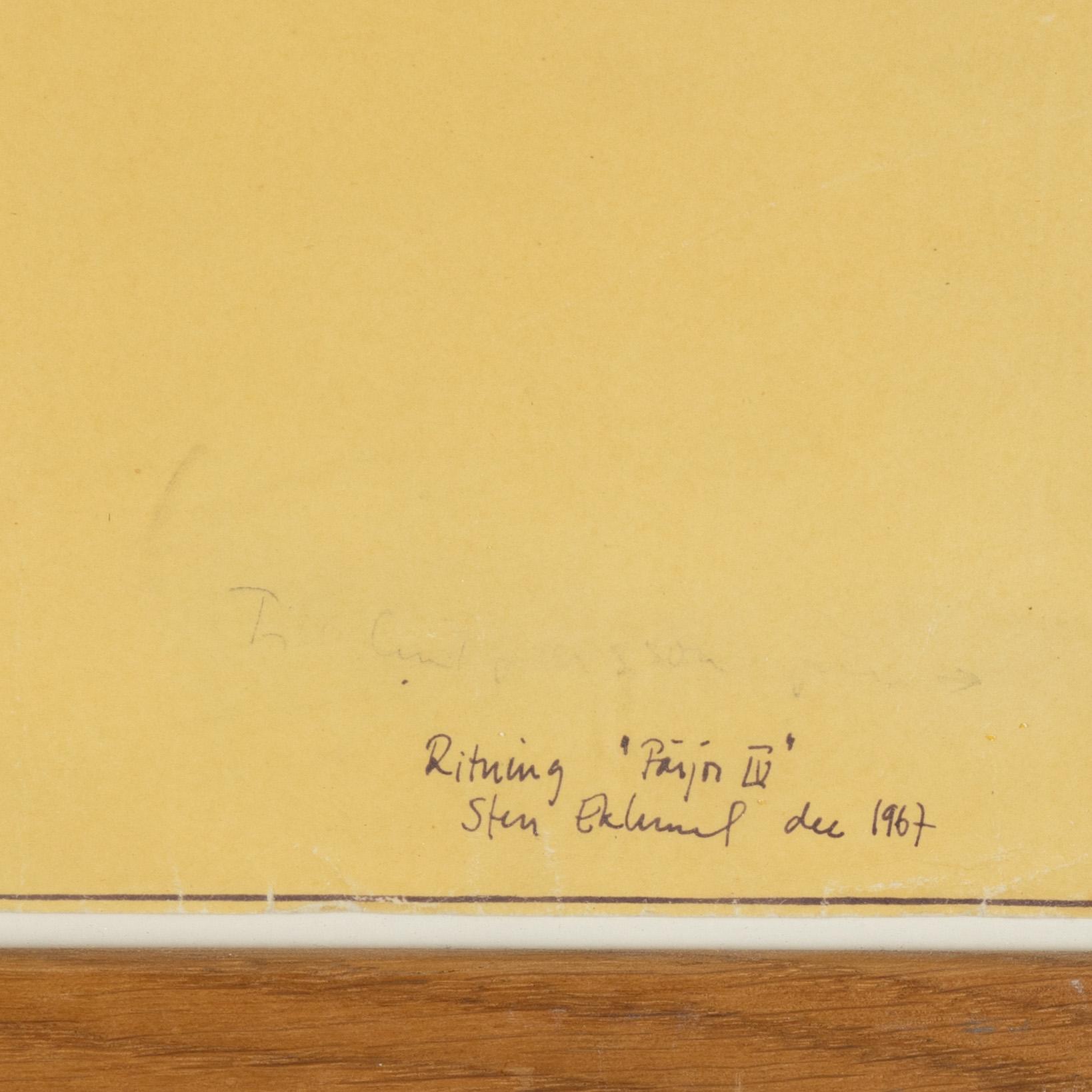 Sten Eklund, ink drawing, signed and dated dec 1967.