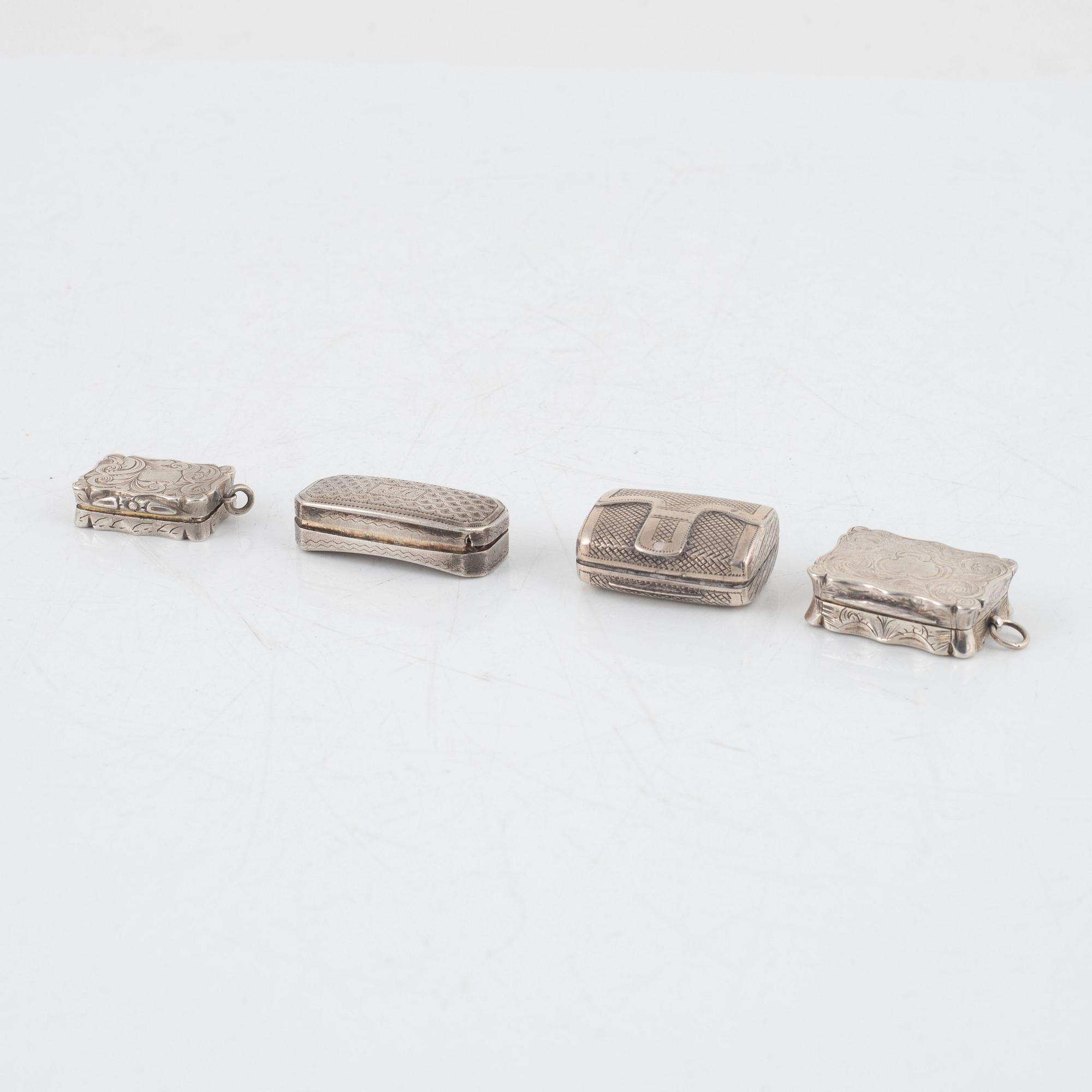 Luktdosor, 4 st, silver, bl a England.